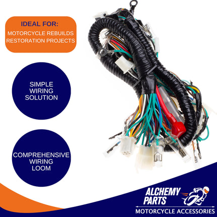 Universal Motorcycle Wiring Harness Loom Kit Cable Bicycle Scooter Quad ATV Moped