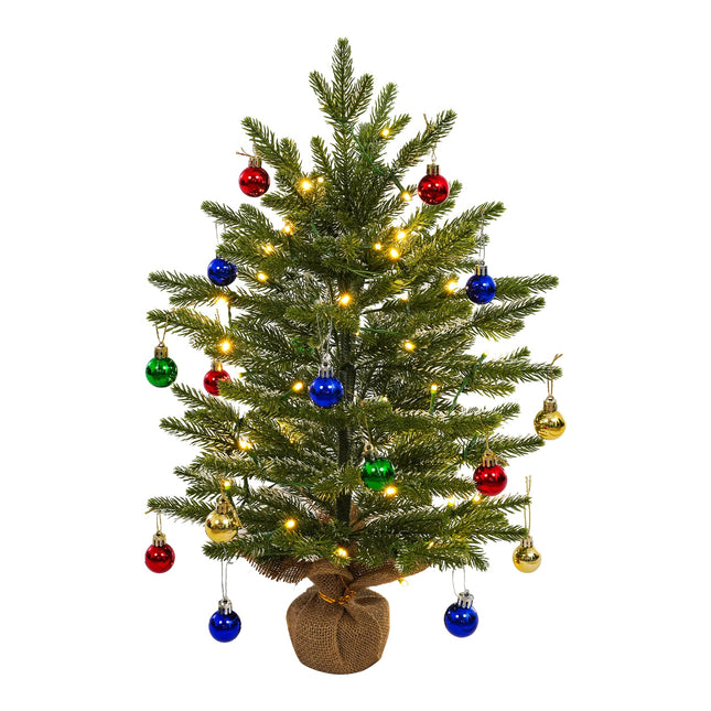 Uten väikesed jõulupuud, 60 cm miniatuursed kunstkuused PE-st 18 dekoratiivpalli ja 50 LED-haldjatulega kontorisse, elutuppa, aknalauale, jõulukaunistuseks lauale