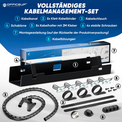 OfficeUp® KAABLIKANALI laud - Kaablihaldus [Täielik komplekt] - Kaablihaldus - Kaablihoidik [Eemaldatav] - Kaablialus - Saadaval nüüd