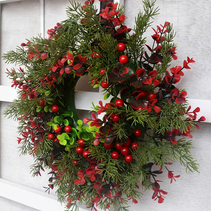 Christmas wreath, YouXiaor artificial Christmas wreath, fir wreath, door wreath, Christmas berry wreath, winter wreath, decorative wreath, Advent wreath, winter wreath for Christmas, indoor and outdoor decorations, 35 cm