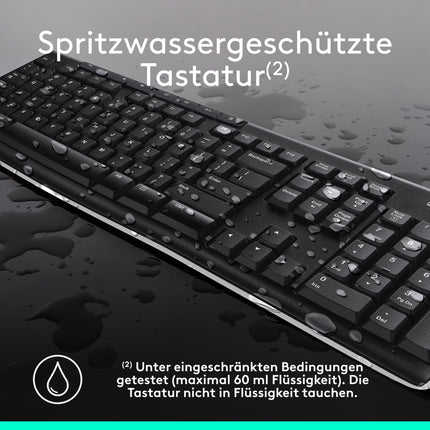 Logitech MK270 Combo Keyboard and Wireless Mouse with Wireless Nano Receiver (QWERTZ- German Keyboard Layout) Black