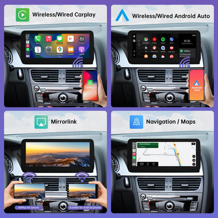 Audi A4 A5 2009-2015 12,3-tolline autoraadio juhtmevaba CarPlay puuteekraan koos 2GMMI-ga, autoraadio stereo multimeediaekraan, toetab juhtmevaba Android Auto-d, navigatsiooni, Mirrorlinki