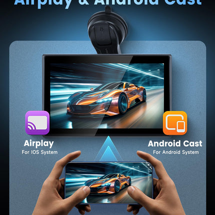 Juhtmevaba Carplay Android Auto ekraaniga kaasaskantav autoraadio Super Link Videoga, 7-tolline pööratav puutetundlik ekraan, kaasaskantav autoraadio YouTube'i/Airplay/Android Casti/Bluetoothi/FM-saatja/hääljuhtimise/TF/AUX-iga