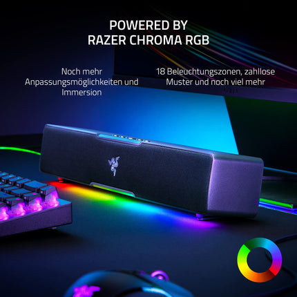 Razer Leviathan V2 X - PC Gaming Soundbar (täieliku ulatusega draiveritega, kompaktse disainiga, USB Type-C toite ja heliga, Bluetooth 5.0, Chroma RGB) must