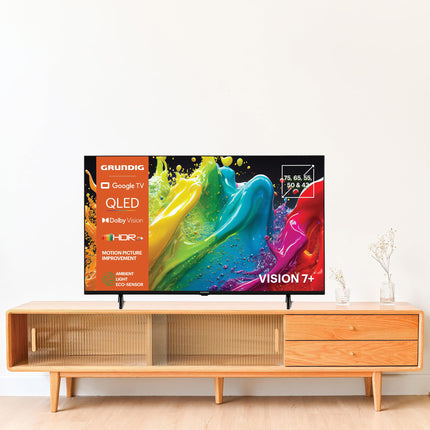 Grundig 43 VOE 84 Q 43-tolline (108 cm) QLED-teler, VPI 1800, Google TV, 4K UHD, Dolby Vision, HDR10+, filmipildi täiustamine, sisseehitatud Chromecast, Bluetooth, nutiteler, must
