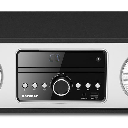 Karcher DAB 4500CD - Stereo digital radio (compact system with CD player, Bluetooth, FM/DAB+ radio, music system, USB, alarm clock, 30-watt speaker, remote control, elegant wooden case, black)