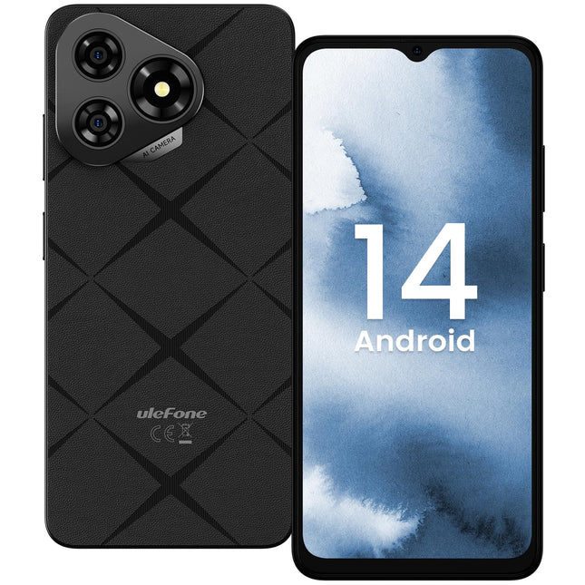 Ulefone Note 19 nutitelefon ilma lepinguta Android 14 5000mah Octa Core 6.56" HD+ 6GB+32GB/512GB SD 8MP+5MP panoraamkaamera 4G kahe SIM-kaardiga mobiiltelefon odav Face ID GPS OTG 2-aastane garantii - must