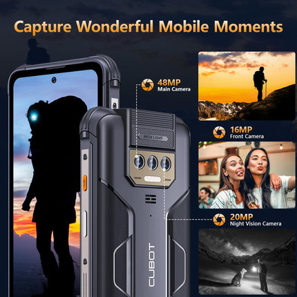 CUBOT Kingkong Power (2023) õues kasutatav nutitelefon Android 13, 16GB(8+8)/256GB, 10600mAh(33W), 6,5" FHD+ lukustamata mobiiltelefon pimestava taskulambiga, 48MP+20MP öönägemisega, IP68/kaks 4G SIM-kaarti/NFC/GPS