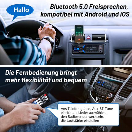 RDS autoraadio Bluetooth, Wistrue autoraadio C-tüüpi laadimispordiga, FM/AM 1DIN raadio Bluetooth-käed-vabad süsteemiga, MP3-mängija/2 USB/AUX/SD