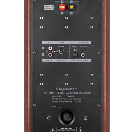 Krüger&amp;Matz KM0512 Active speaker boxes Passion Set 2.0, 250W brown/black