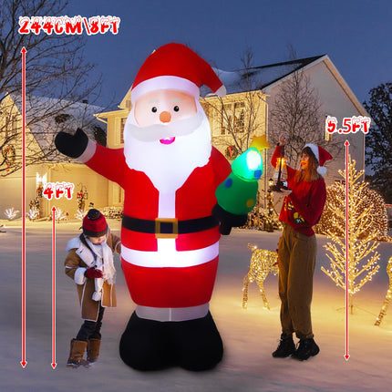 Vintoney 8FT/244cm Christmas Inflatable Santa Claus Inflatable Rotating LED Light Garden Decoration Inflatable Indoor and Outdoor Upgraded Santa Claus Christmas Decoration