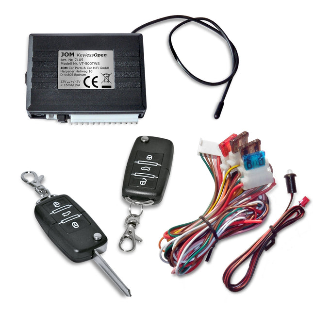 JOM Car Parts &amp; Car Hifi GmbH 7105 Keyless Open, radio remote control for existing original central locking, universal, with 2 folding keys