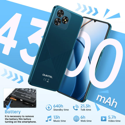 OUKITEL C53 Android 14 nutitelefon lukustamata - 8GB+64GB/1TB laiendatav mobiiltelefon ilma lepinguta, kaheksatuumaline 6,6" HD+ nutitelefon, 13MP+5MP kaamera 4300mAh, 4G kahe SIM-kaardiga lukustamata telefonid, näotuvastus/GPS, roheline
