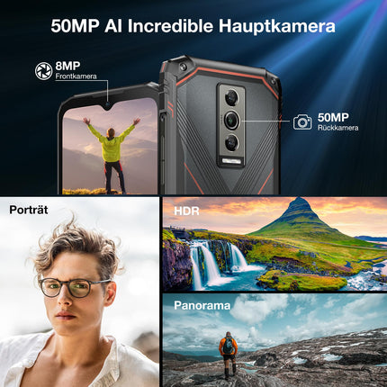 DOOGEE Blade 10 Pro [2025] Outdoor Handy 256GB(2TB)+16GB Outdoor Smartphone Ohne Vertrag Android 14, 6.56″ HD IPS 50MP Kamera Baustellenhandy, 3 Card Slot /5150mAh /IP68/69K /NFC/GPS/Face ID/OTG