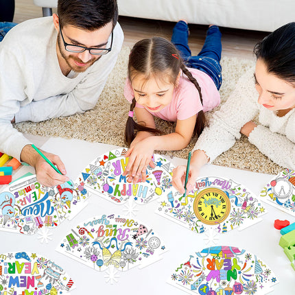 HOWAF New Year's Eve Decorations 2025 for Coloring, 12 New Year's Eve Party Hats to Color, New Year's Eve Hats, New Year's Eve Party Hats, Coloring New Year's Eve Games for Kids, New Year's Eve Accessories, Happy New Year Decorations 2025