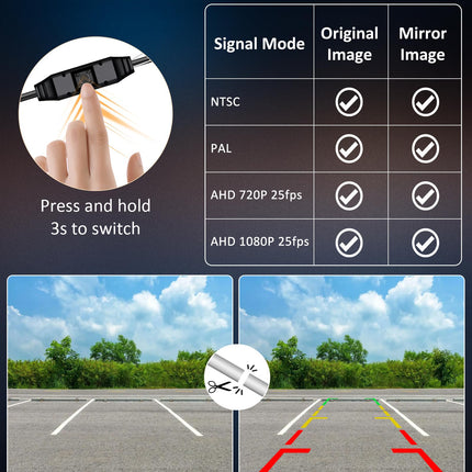 Vtopek tahavaatekaamera AHD 1080P auto tahavaatekaamera 360° pööratav auto tahavaatekaamera moderniseerimiseks 170° lainurk öine nägemine IP69 veekindel universaalne NTSC tahavaatekaamera matkaautodele, maasturitele, pikapidele