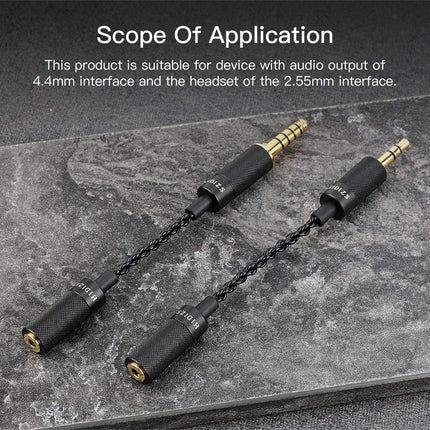 HIDIZS Symmetrical Adapter, 4.4 mm Male to 2.5 mm Female, Headphone Extension Cable for Cell Phones, Headphones, Speakers, Tablets, PCs, MP3 Players