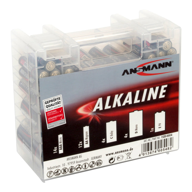 ANSMANN leelispatareide karp 1,5 V / Pikaealised leelispatareid / Sooduspakk vastupidavas hoiukarbis, mis sisaldab 14x Micro AAA 12x Mignon AA 4x Baby C 4x Mono D 1x E-Block 9V / 35 tükki
