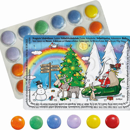 5-piece mini Advent calendar mix with chocolate buttons – perhaps the smallest Advent calendar in the world (colorful sleigh ride, Santa Claus on tour, snowmen, snail mail, look at Christmas)