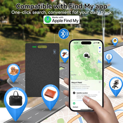 Olycism Wallet Tracker Bluetooth (IOS Only) Key Finder for Wallet Card Backpack Supports Wireless Charging Suitcase Tracker with 98 Feet Search Range IPX8 Waterproof
