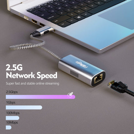 2.5G USB C Etherneti adapter, fairikabe USB Type-C LAN võrguadapter gigabitiga, ühilduv Thunderbolt 3-ga, Maci, MacBook Airi, MacBook Pro, iPad Pro, iPad Airi, sülearvuti ja arvuti jaoks