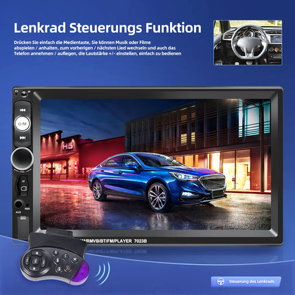 NHOPEEW kahe DIN-iga raadio, mis toetab Androidi/iPhone'i Mirror Linki, 2 DIN-i ja 7-tollise puutetundliku ekraaniga autoraadio Bluetooth-vabakäesüsteemiga, kahe USB-, SD- ja AUX-pesaga, roolil juhtimisega ja tahavaatekaameraga.