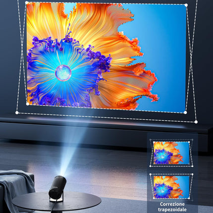 Miniprojektor kaasaskantav Android 11-16000 Lux projektor 4K toetatud 180° pöörlemine ja automaatne trapetsikorrektuur, välistingimustes kasutatav projektor ühildub TV Stick/Windows/iOS/Android/HDMI/USB-ga (1080P-2)