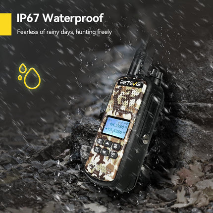 Retevis EZTalk 62 Walkie Talkie, Dual-Band Two-Way Radio, 2200 mAh Li-ion Battery, One-Button Mute, 7 Hunting Calls, IP67 Waterproof, 10 km Walkie Talkie for Hunting, Airsoft (1 Pack, Camouflage)
