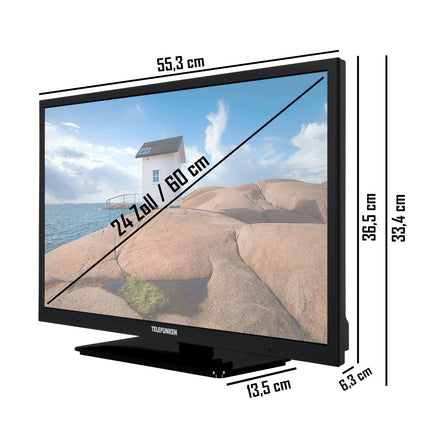 TELEFUNKEN XH24SN550MVD 24-inch TV/Smart TV (HD Ready, HDR, Triple Tuner, 12 Volt, DVD Player) - 6 Months HD+ Included [2023], Black