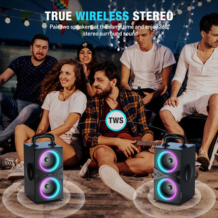 TPBEAT Bluetooth kõlar, 80W tippvõimsusega suur Bluetooth karp, bassivõimendus, peo-LED-lambiga, 100dB valju heliga TWS stereo peomuusikakarp Bluetooth suur, 18 tundi mänguaega, õues pidudeks/telkimiseks