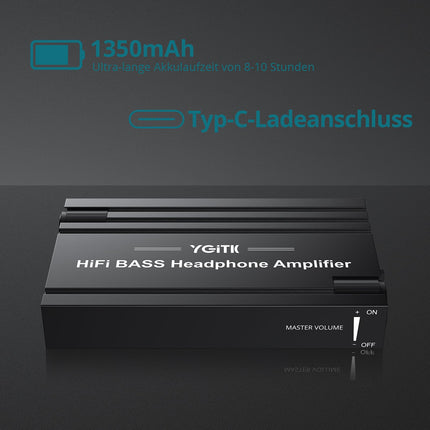 YGiTK kõrvaklapivõimendi kaasaskantav BASS HiFi kõrvaklapivõimendi, 3,5 mm stereoheli väljund, 16–600 Ω laetav kõrvaklapivõimendi MP3/MP4/telefonide/arvutite kõrvaklappide jaoks