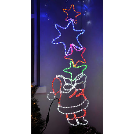 WeRChristmas 127 cm tall, Santa Claus motif with 4 Star LED light chain, silhouette, Christmas decoration