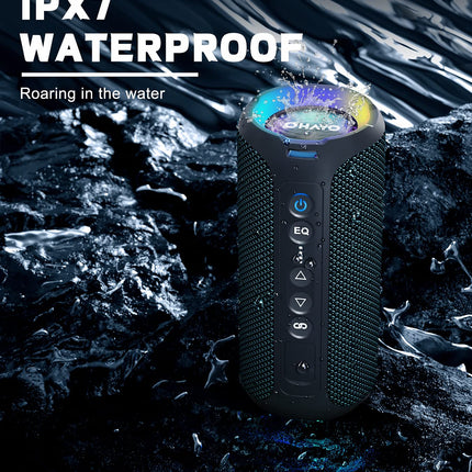 OHAYO Bluetooth Speaker 40W Portable Bluetooth Box with LED Light, Music Box with Enormous Bass, 360° Stereo Sound, IPX7 Water Resistant, 30H Battery, 3 Modes, Wireless Outdoor Speaker for iPhone