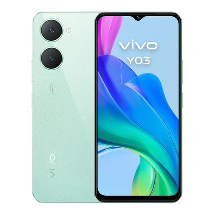 VIVO Y03 Smartphone, 4GB RAM + 128GB ROM, Super Bright Display, 16.56 cm (6.56 inches), 90 Hz, 5000mAh Battery, IP54, Slim Body and 2.5D Curvature, Android 14, Green