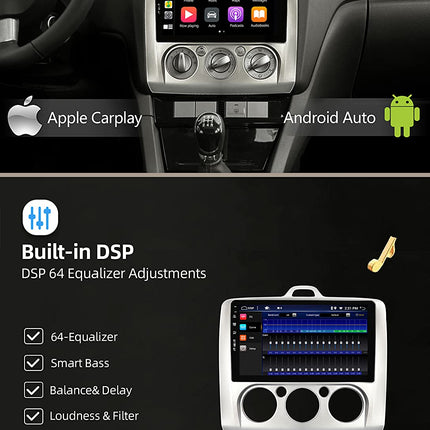 JOYX - [6G+128G] - Android 13 autoraadio sobib Ford Focusele (2004-2011) - Juhtmevaba Carplay/Android Auto - Mikrofonita kaamera - IPS 9 tolli - 2 DIN - Sisseehitatud DSP - SWC WiFi DAB Kiire käivitusega 360-kaamera