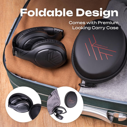 PowerLocus P19 Bluetooth kõrvaklapid, juhtmevabad kõrvaklapid mikrofoniga, 70 tundi mänguaega, Hi-Fi sügav bass, kokkupandav peakomplekt iPadile/telefonidele/sülearvutitele/arvutile (must/hall)