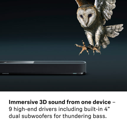 Sennheiser AMBEO Soundbar Plus teleri ja muusika jaoks - EL pistik - 3D ruumiline heli, virtuaalsed 7.1.4 kõlarid, sisseehitatud kaks subwooferit ja täiustatud voogedastusühendus