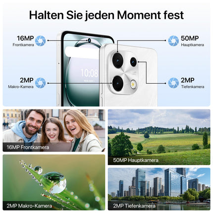 UMIDIGI Note 100 mobiiltelefon, Android 14 nutitelefon ilma lepinguta, 120Hz kaheksatuumaline, 12(6+6) GB + 128GB mobiiltelefon ilma lepinguta, 6,8 tolli, 50MP, näo- ja sõrmejäljelugeja, NFC, 5000mAh, GPS, kahe SIM-kaardiga nutitelefon