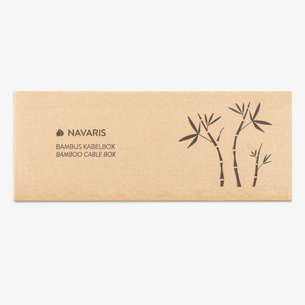 Navaris bambusest kaablikarp kaanega - kaablikorraldaja 32x12x11cm - kaablikarbi korraldaja - karp kaabli hoiustamiseks lauale arvutile telerile - kaablikoguja