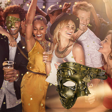 Oidea Steampunk Maskeraadimask meestele: Vintage Mehaaniline Küborg Ooperifantoom Veneetsia Mask Halloweeni Kostüüm Ballipeo Karnevali Poolmask Antiikkuld