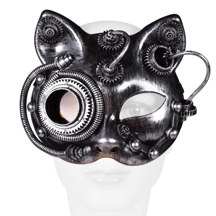 ThinkTop Vintage Steampunk Mask Cyborg Mask Metallik Halloweeni Cosplay Kostüümipeo rekvisiidid (hall)