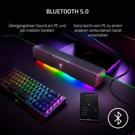 Razer Leviathan V2 X - PC Gaming Soundbar (täieliku ulatusega draiveritega, kompaktse disainiga, USB Type-C toite ja heliga, Bluetooth 5.0, Chroma RGB) must