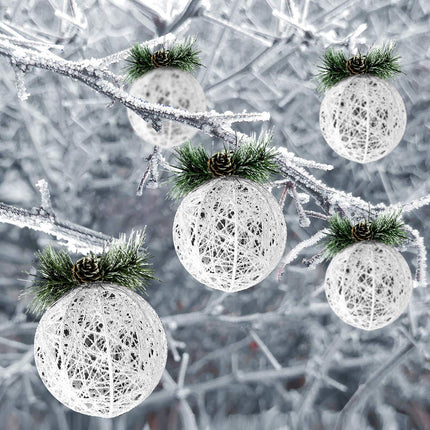 ZHYI Christmas Tree Decorations, 4 Pack White Pine Cones Rattan Christmas Tree Ornament Xmas Trees Wedding Party Decorations