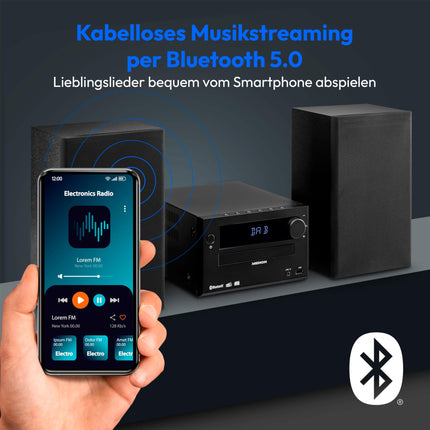 MEDION E64482 mikroaudiosüsteem kompaktne süsteem (DAB+, CD-mängija, PLL FM-raadio, Bluetooth, MP3-mängija, AUX, kõrvaklapipesa, USB, unetaimer, hämardatav ekraan) must