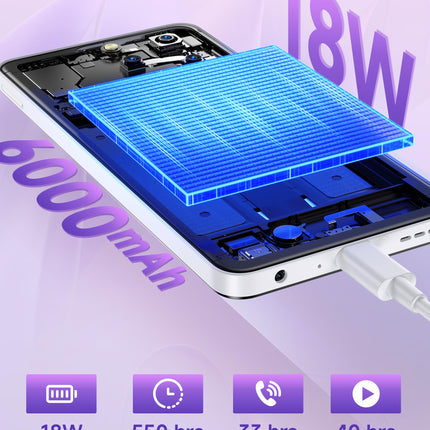 Ulefone Note 20 Pro nutitelefonid Android 14.0, 6,75-tolline HD+ ekraan, 256 GB mobiiltelefon, lukustamata, 6000 mAh aku, kahe SIM-kaardiga FM Face ID, taskukohane, valge