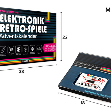FRANZIS 67150 - Elektrooniline retromängude advendikalender, 24 isetegemismängu 70ndatest ja 80ndatest, sh 28-leheküljeline kaasasolev raamat, jootmist pole vaja