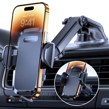 Miracase autotelefonihoidja [täiustatud iminapp ja metallist topeltkonks] autotelefonihoidja õhutusava armatuurlauale esiklaas, autotelefonihoidja iPhone'ile, Samsung Galaxy'le ja kõigile nutitelefonidele