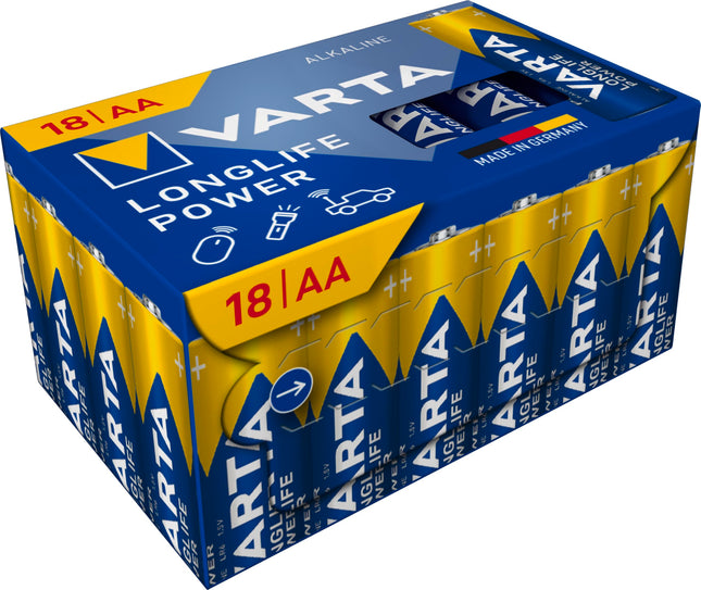 VARTA AAA patareid, 12 tk, Longlife Power, leeliselised, 1,5 V, mänguasjadele, juhtmevabadele hiirtele, taskulampidele, valmistatud Saksamaal