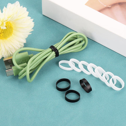 sourcing map 100pcs Silicone Rubber Bands, 20 x 7mm, Rubber Bands, Cable Ties, Strong Elastic Bands, Non-Slip, for Drawstring Packaging, Bags, White