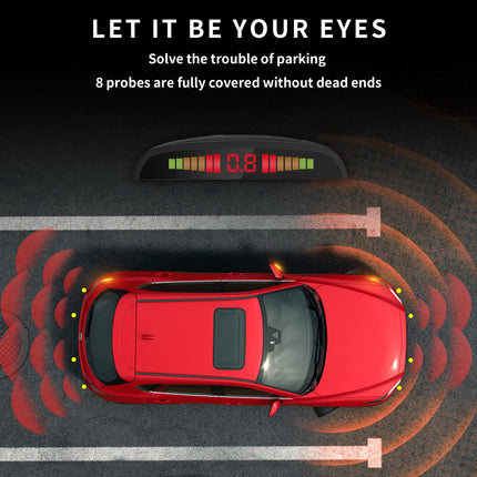 Auto tagurdamise radar, Cocari summeri ja radariga parkimiskomplekt LED-ekraaniga, kauguse indikaatoriga + 8 andurit + akustiline hoiatus (must)
